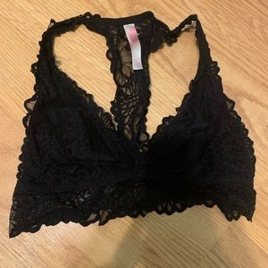 PINK floral lace bralette